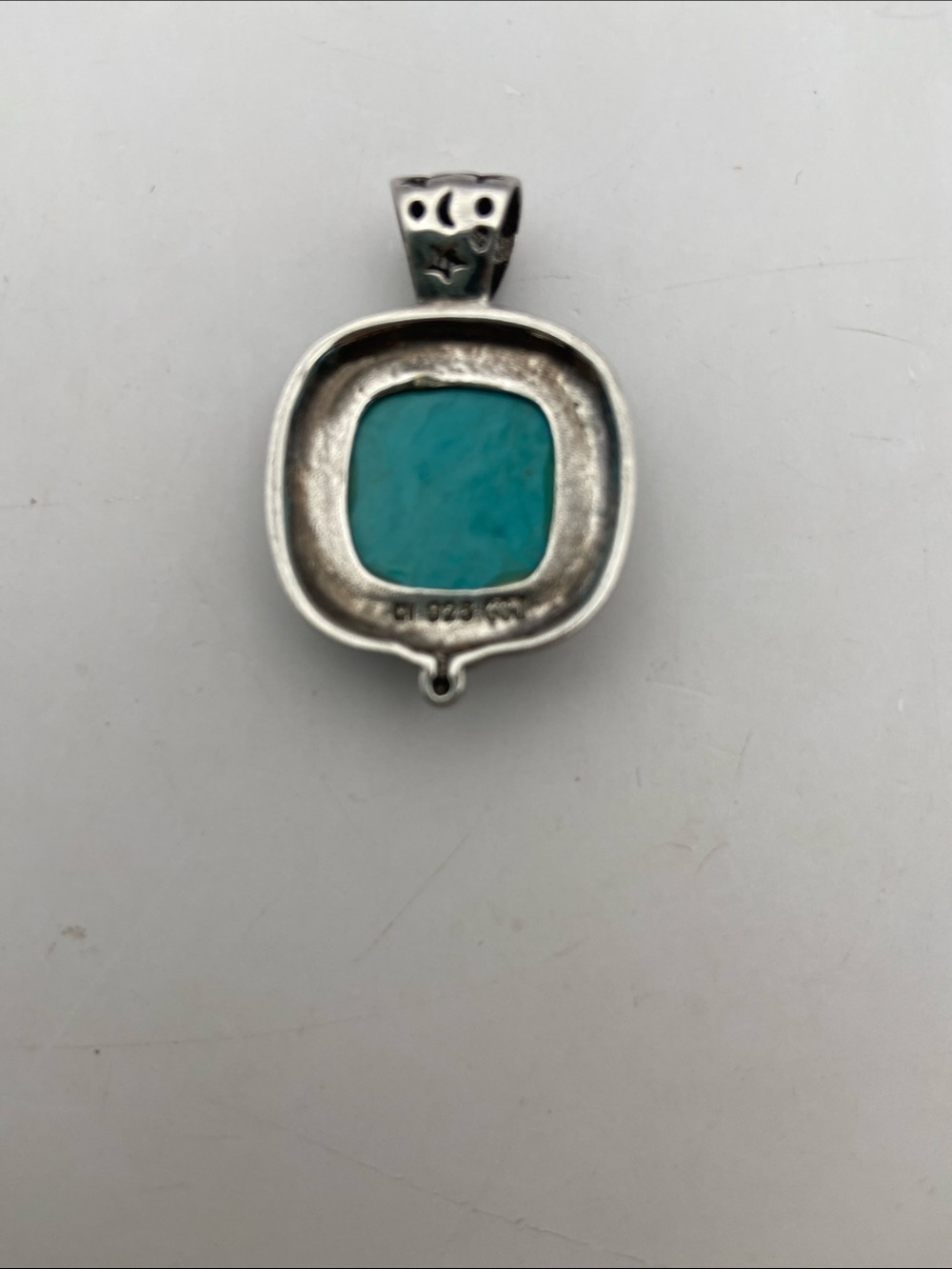 GSJ Gold Stone Jewelry Sterling Silver 925 Tyrone Turquoise Pendant Vintage - Picture 6 of 7